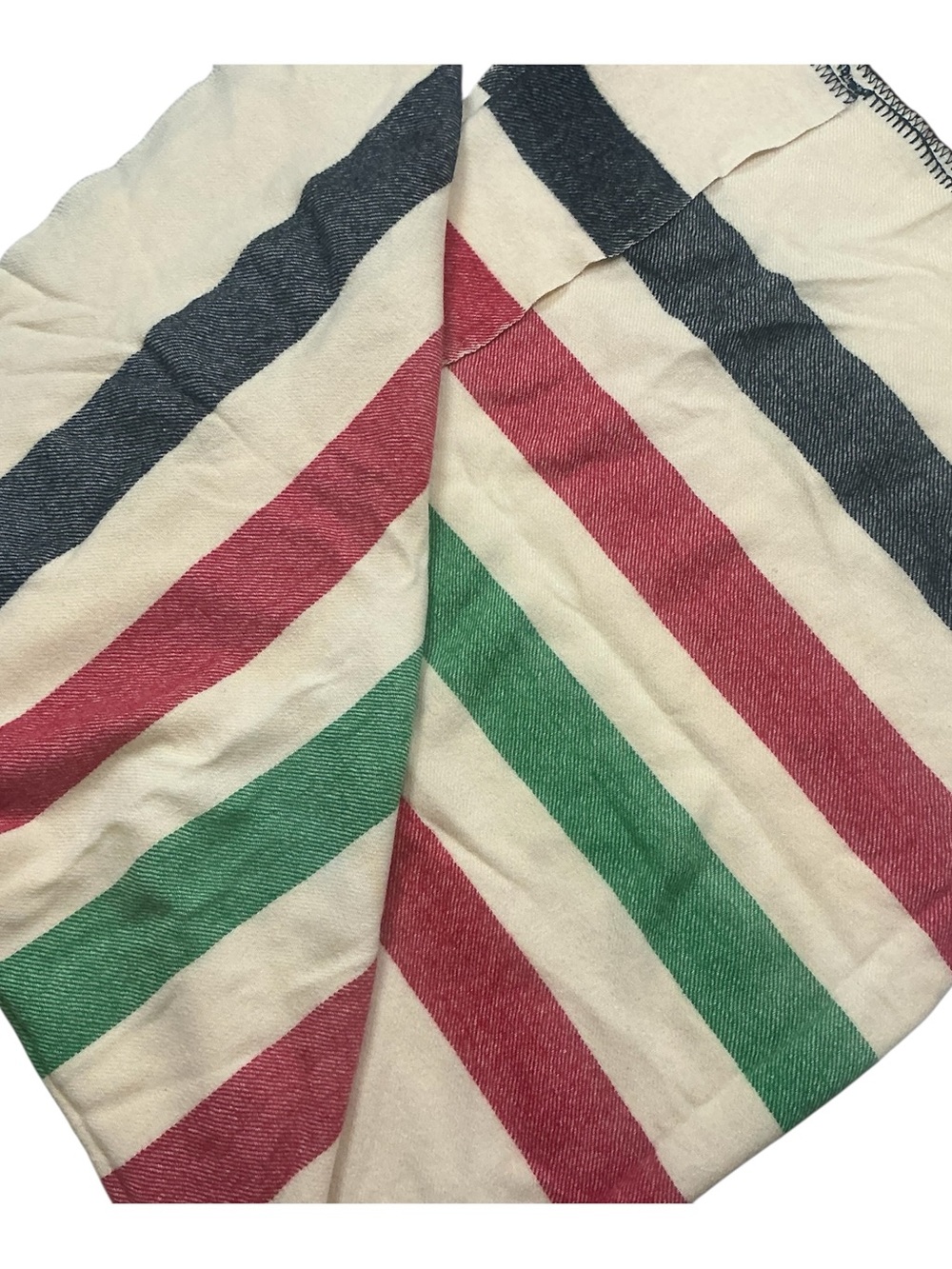 Vintage hudson’s Bay style 1950s Golden Dawn wool striped blanket 70 x 75 USA
